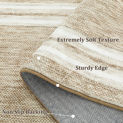OJIA Modern Bordered Washable Rug 3'x5', Printed Non Slip Rug for Living Room Soft Bedroom Entry Mat Non-Shedding Accent Carpet Indoor Door Mat Small Carpet for Entryway Kitchen Bathroom Office