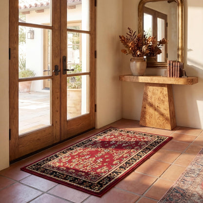 SAFAVIEH Lyndhurst Collection Area Rug - 2'3" x 4', Red & Black, Traditional Oriental Design, Non-Shedding & Easy to Clean, Ideal for Hallway, Foyer, Entryway, Kitchen (LNH331B)