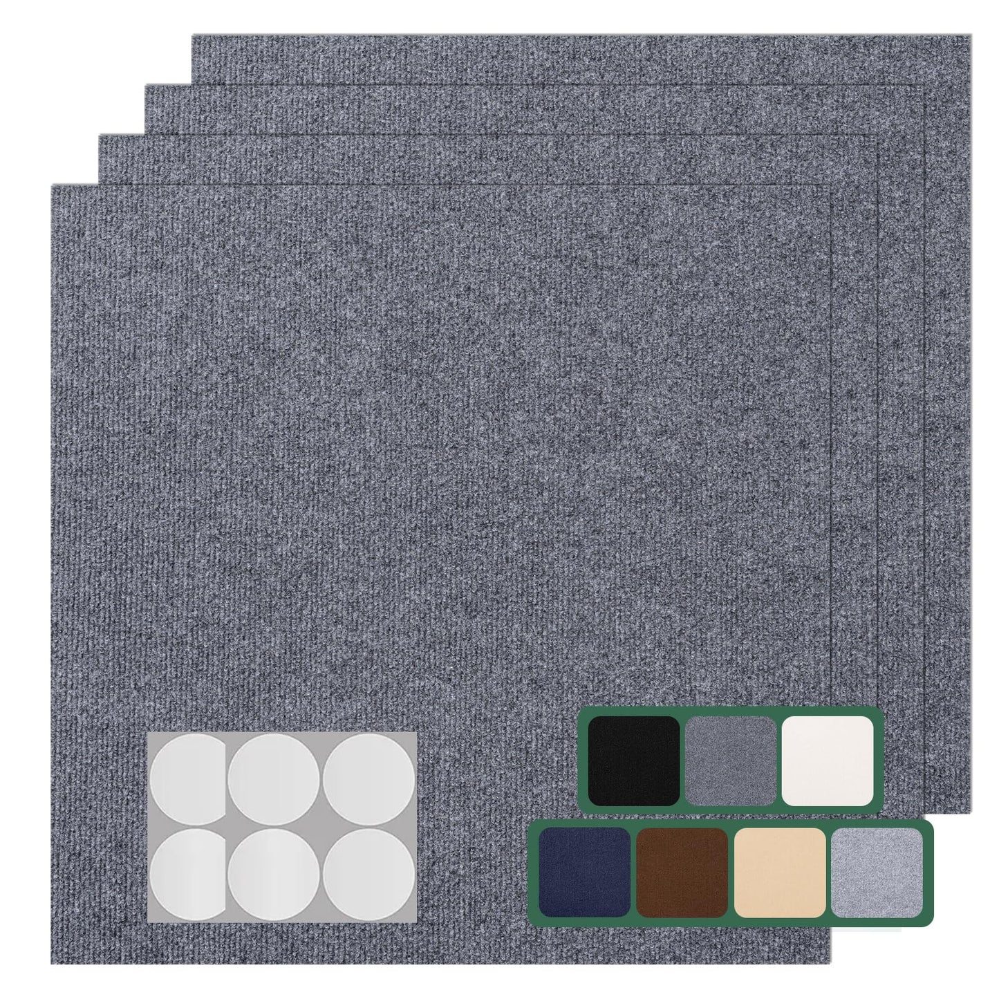 VallisCo Carpet Tile 20 Pack 24” X 24” Self Adhesive Carpet Floor Tiles Anti-Slip Squares Peel and Stick Floor Tile DIY Installation for Bedroom(Dark Grey)