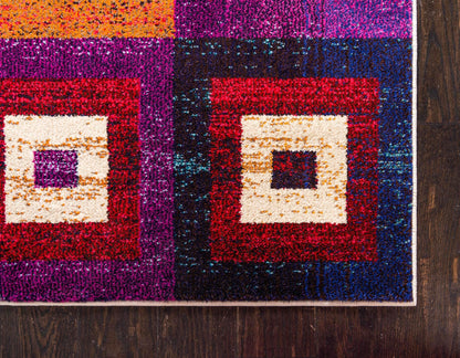 Unique Loom Estrella Collection Colorful, Geometric, Squares Modern, Abstract Area Rug (7' 0 x 10' 0 Rectangular, Multi/Beige)