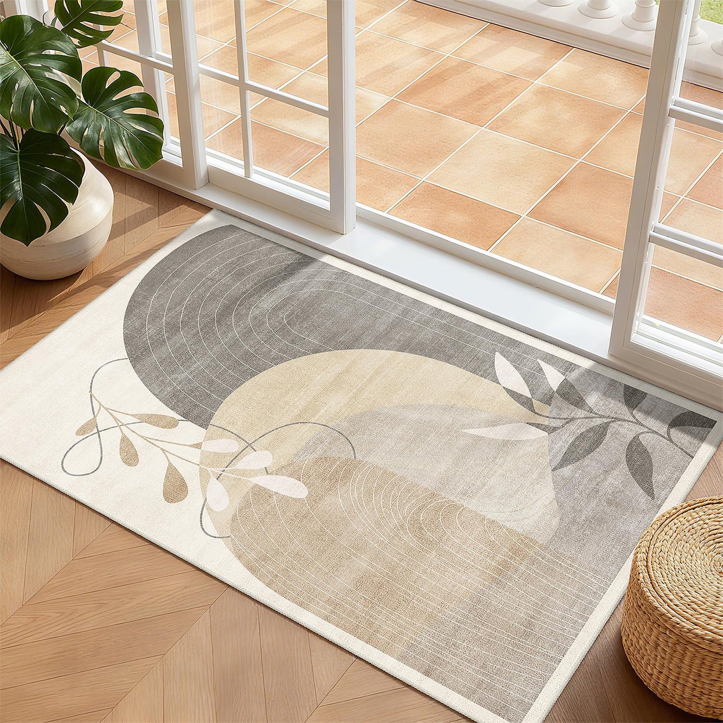 MUJOO 2x3 Washable Rug Small Area Rugs Non Slip Mid Century Modern
