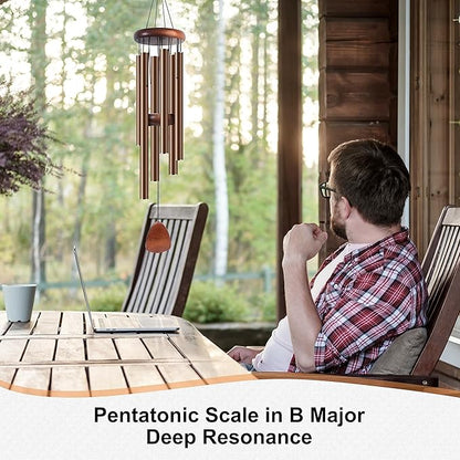 Large Aluminium Wind Chimes 37 Inches to Create a Zen Atmosphere Suitable for Outdoor, Garden, Patio Decoration. Classic Wind Chimes with Wind Catcher Suitable as A Gift for Unisex(Coffee)