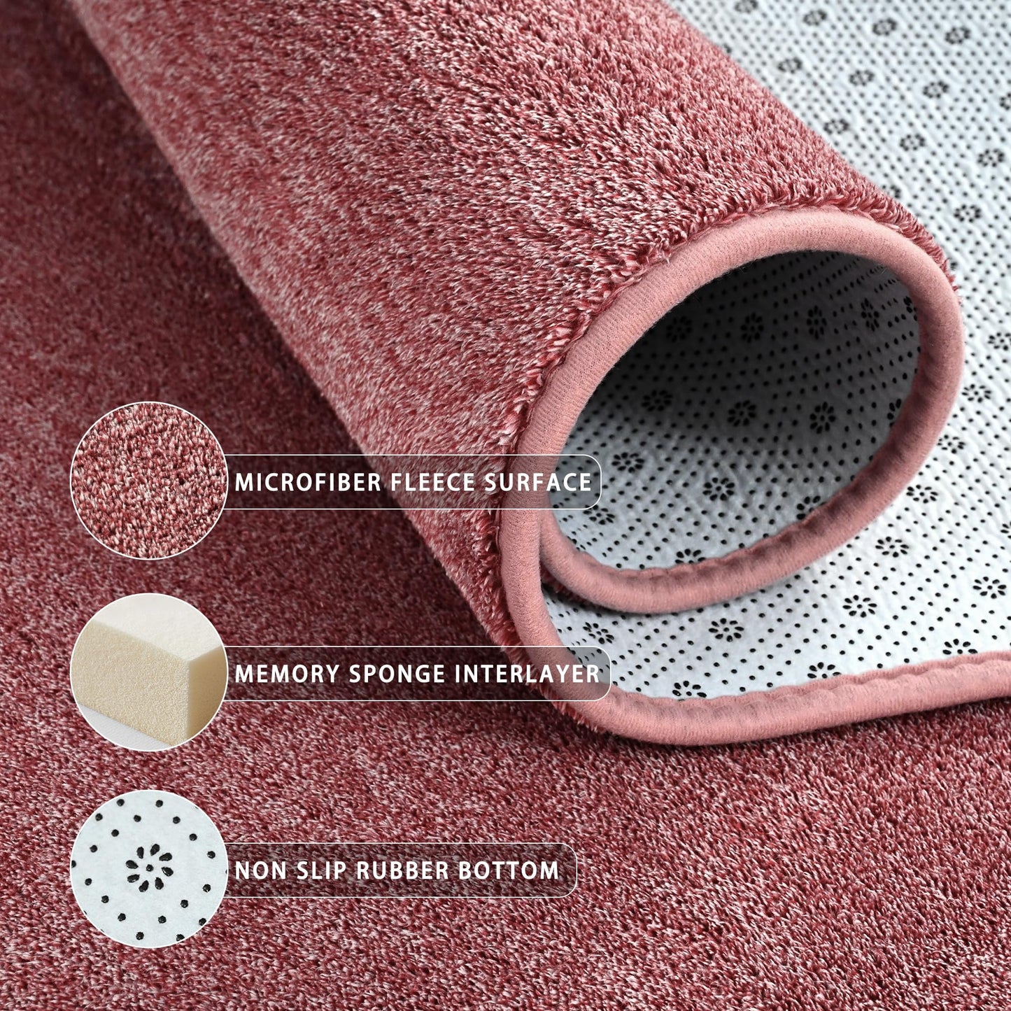 Tepook Soft Rugs for Living Room Bedroom, 6x9 Red and White Modern Washable Non-Slip Area Rug, Indoor Memory Foam Carpets for Boys Girls Room Home Decor