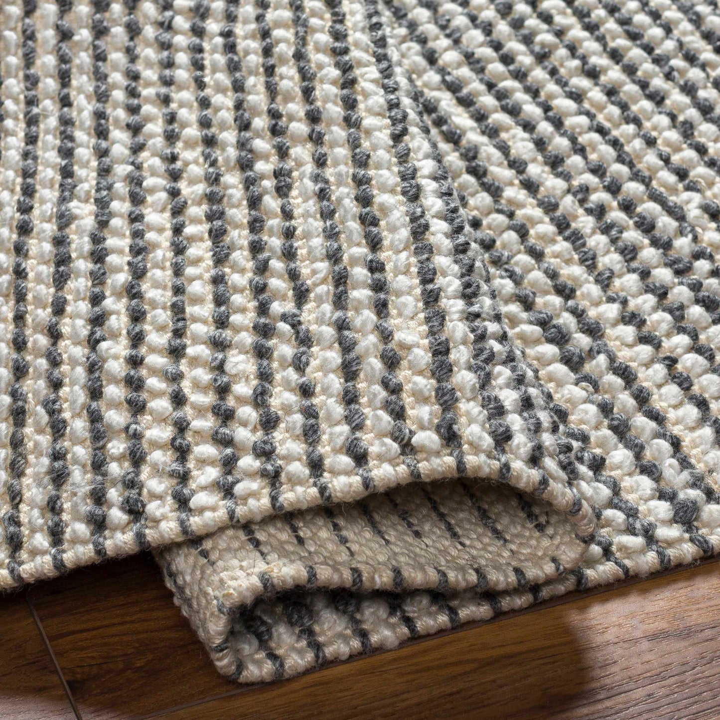 Hauteloom Piri Recycled Material Living Room, Bedroom Area Rug - Contemporary - Light Gray, Eggplant, Neutral - 5' x 7'6"
