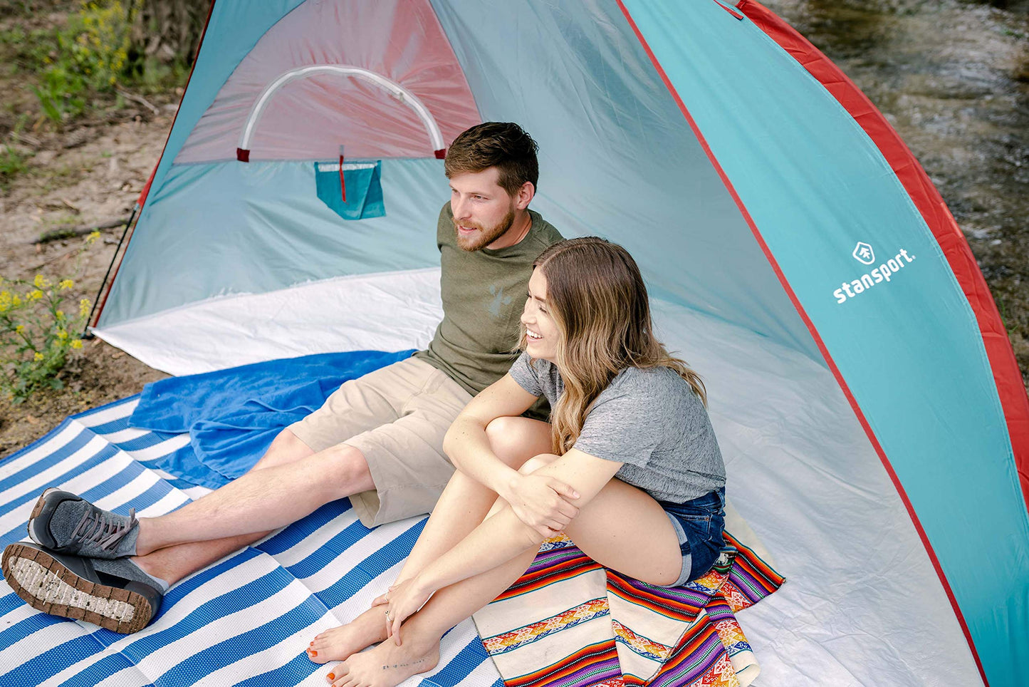 Pacific Play Tents Stansport 507-50 Tatami Straw Ground Mat, Blue, 60" L x 78" W