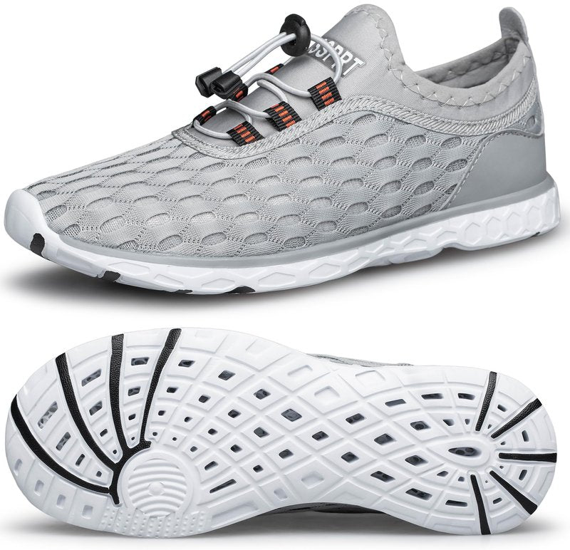 DOUSSPRT Men's Water Shoes Quick Drying Sports Aqua Shoes LightGrey Size 9