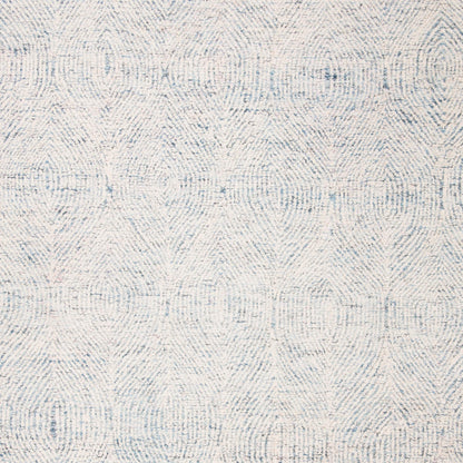 SAFAVIEH Abstract Collection Area Rug - 9' x 12', Ivory & Blue, Handmade Wool, Ideal for High Traffic Areas in Living Room, Bedroom (ABT340M)