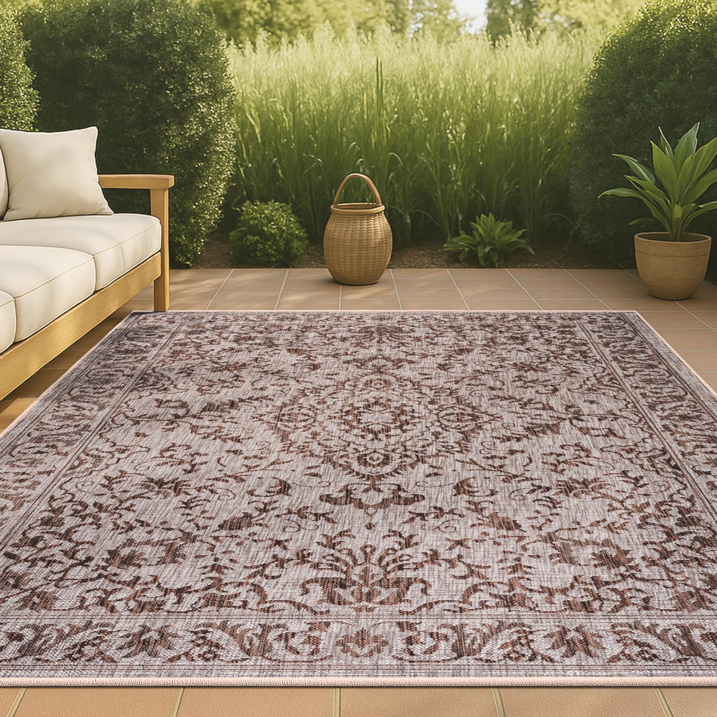 JONATHAN Y Ornate Medallion Indoor Outdoor Area Rug 3X5 Brown/Beige, Jerash for Backyard, Patio, Porch, Easy-Cleaning, High Traffic, Pet-Friendly, Non-Shedding (SMB115A-3)