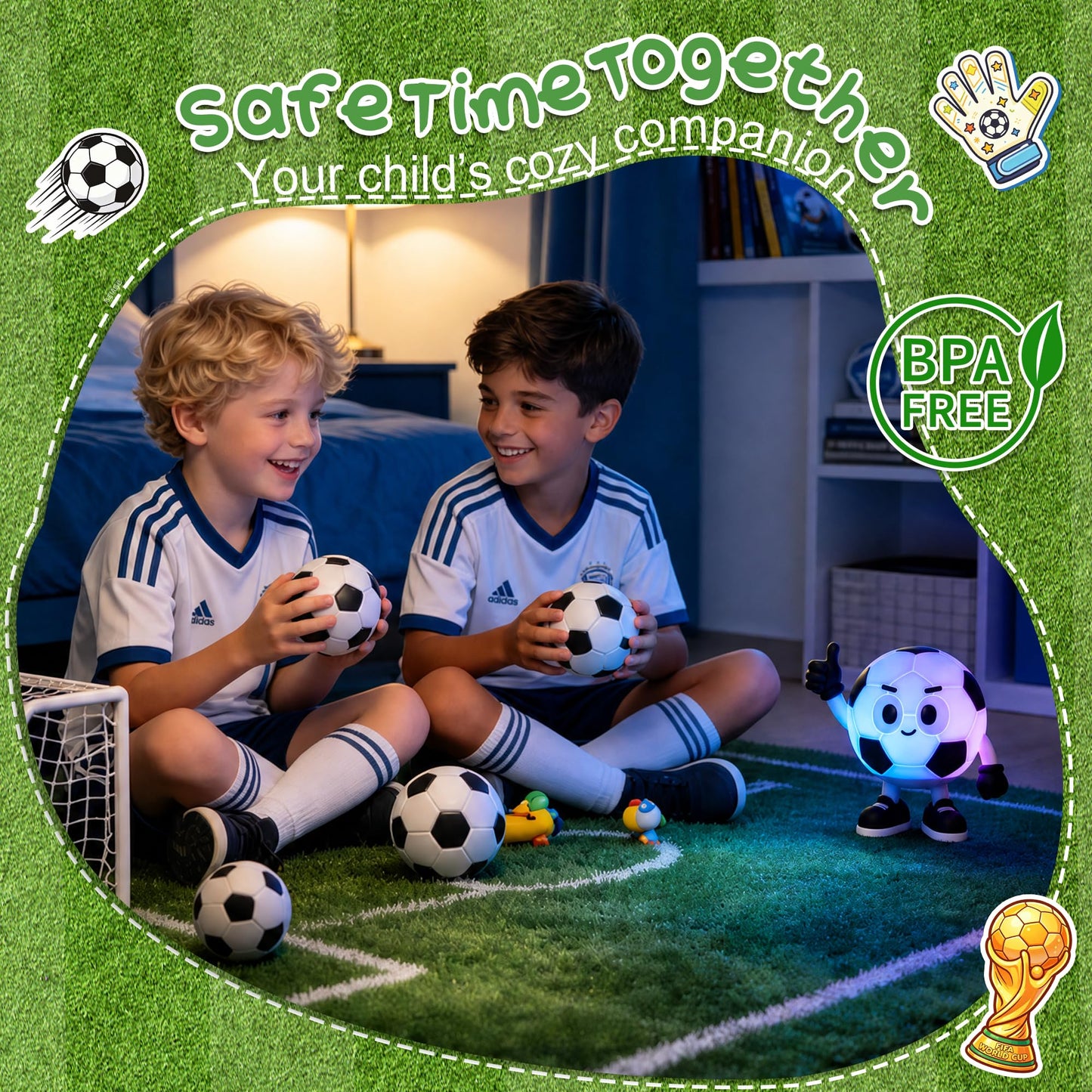 Okayera Soccer Night Light for Kids, Football Gifts for Teen Boy Man Sports Lover, Rechargeable Silicone Touch Light with Timer & Dimmable & Colar Change, Soft LED Lamp Nursery Bedroom Bedside Decor