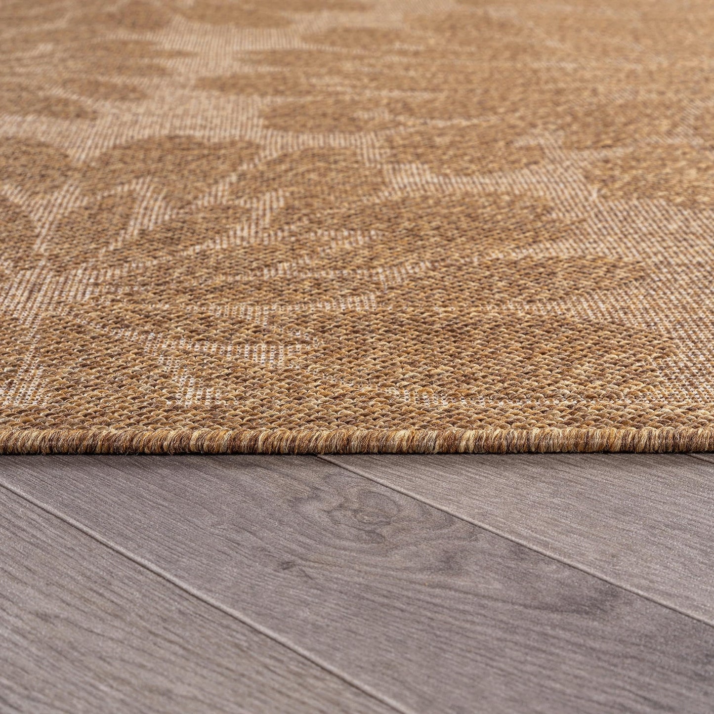 Rugshop Floral Indoor Outdoor Flat Woven Area Rug,Natural Jute-Style,Easy-Care Patio Rug for Backyard Porch Deck Balcony, 6'6" x 9' Sand/Natural