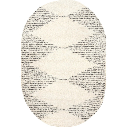 nuLOOM Bria Moroccan Shag Tasseled Area Rug - Oval 3x5 Accent Shag Rug Modern/Contemporary Off-White/Charcoal Rugs for Living Room Bedroom Dining Room Nursery Entryway