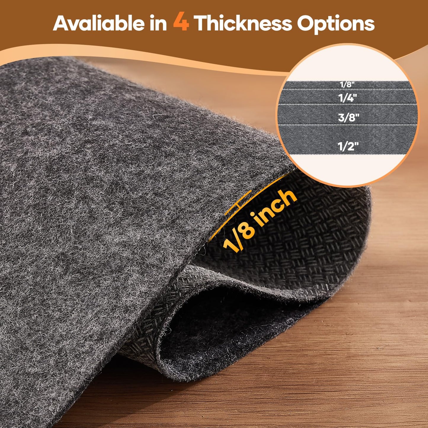 Veken Non Slip Cushioned Rug Pad Gripper 4 x 6 Ft, Felt and Silicone Backing, 1/8 inch Thick Carpet Liner for Hardwood Floors, Under Area Rugs Mat, More Than 99 Pcs Anti-Slip Long Strips Pattern
