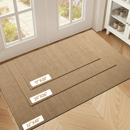 StepAura Indoor Ultra Thin Door Mat 17"x29", Low Profile Non Slip Rubber Backing Front Door Mat Indoor Entrance, Beige