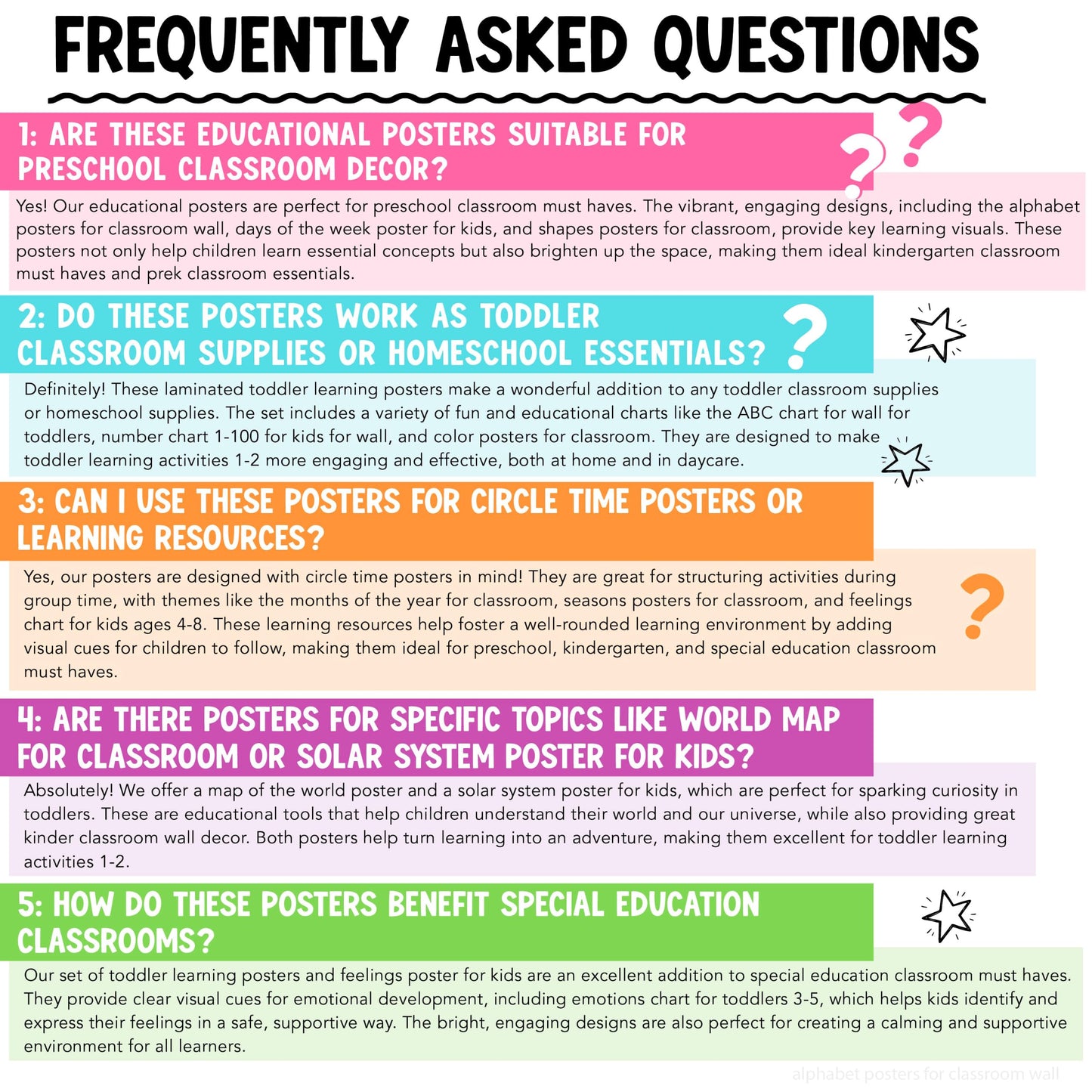 Hadley Designs 16 Educational Posters for Classroom Must Haves - Laminated Pre-K Posters for Toddler Homeschool Essentials, Toddler & Preschool Learning Activities, Kindergarten Classroom Decor