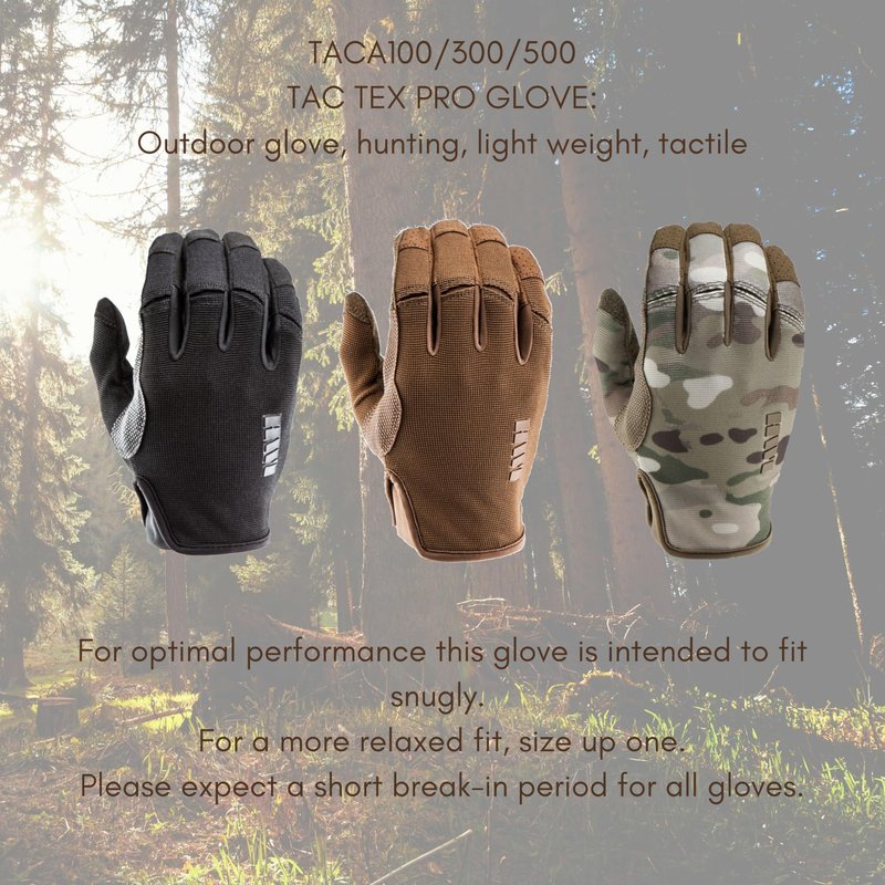 HWI Gear TAC-TEX PRO TACA300 Gloves, Hunting, Outdoor Sports, Touchscreen, Light Duty, Breathable, Dexterity, Coyote Brown, Small