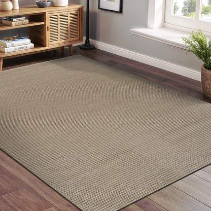 Beverly Rug Non-Slip Modern Rug 6x9 Solid Traditional Rubber Backing Machine Washable Soft Thin Indoor Area Rugs for Living Room Stain Resistant Non Shedding Casual Carpet (6 x 9 Beige)