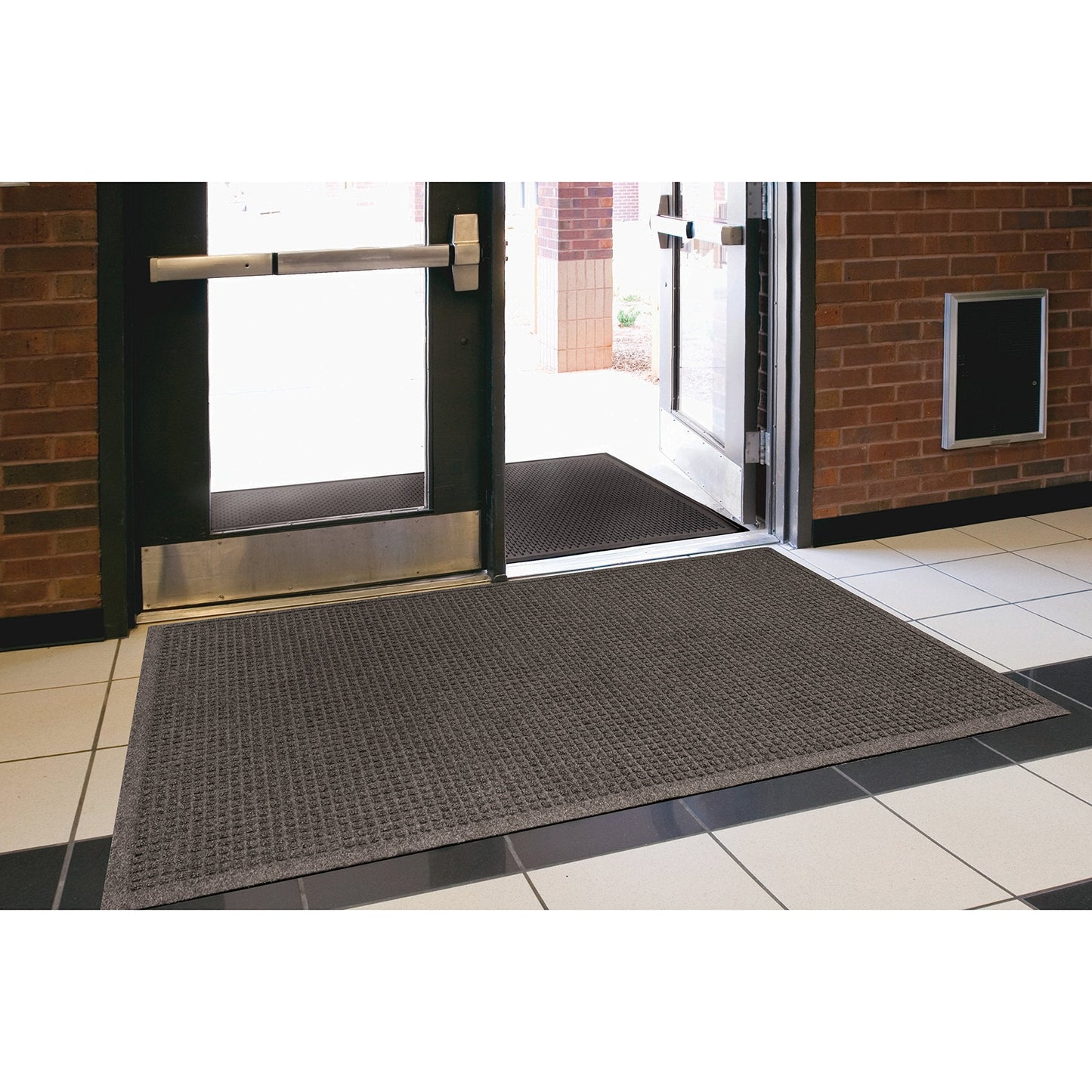 Guardian Floor Protection EG030504 EcoGuard Indoor Wiper Floor Mat, Recycled Plastic and Rubber, 3' Length, 5' Width, Charcoal