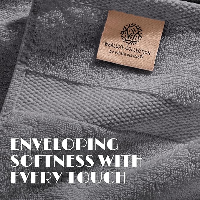 White Classic Wealuxe Grey Towels
