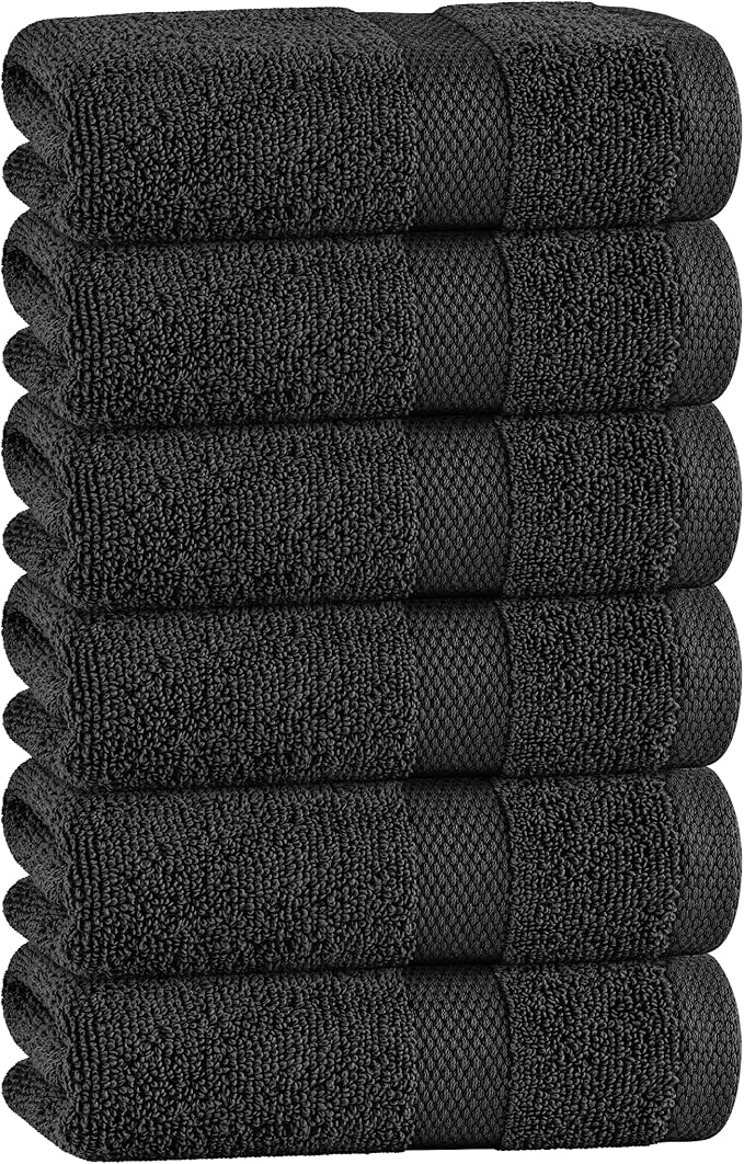 White Classic Black Hand Towels