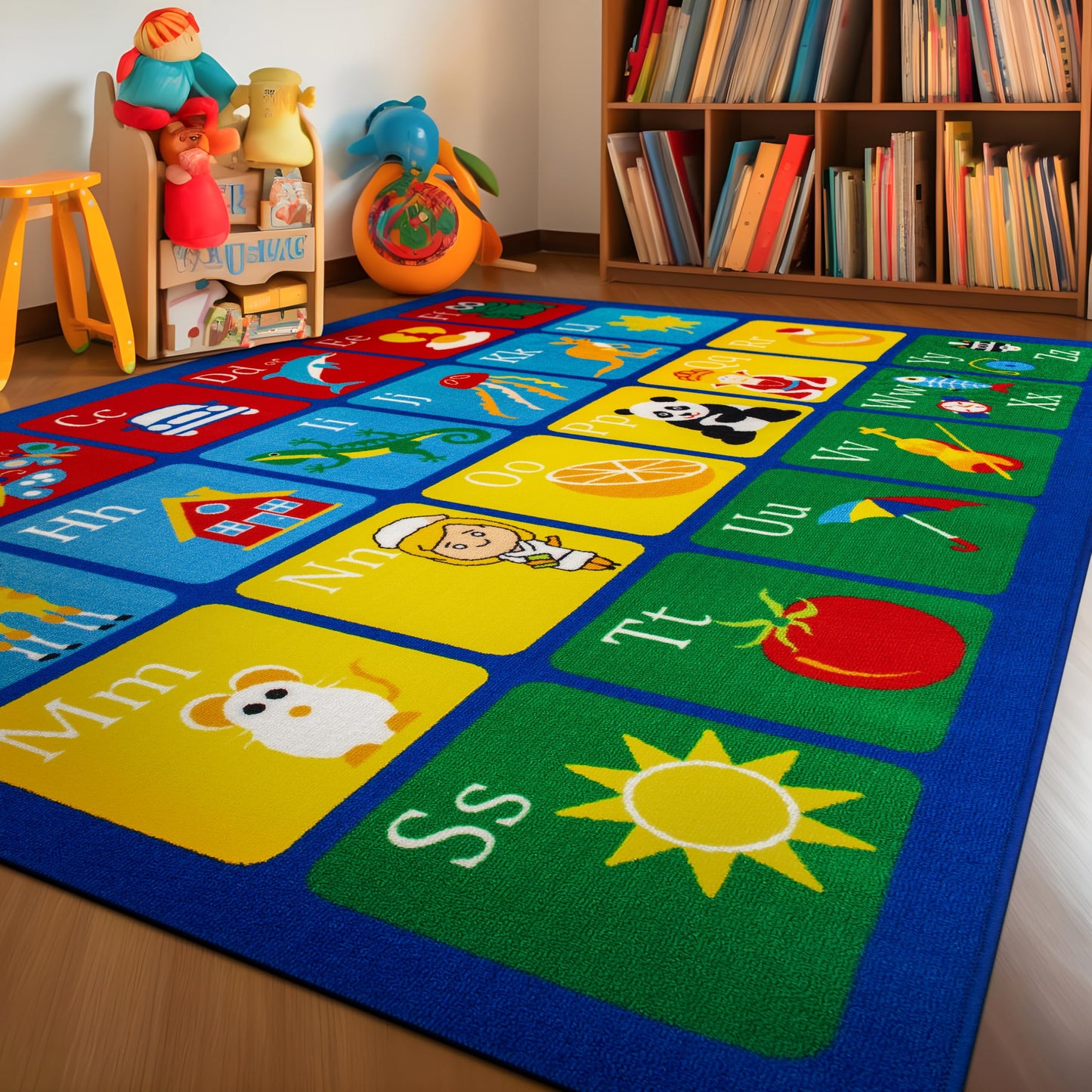 Rugshop Kids Alphabet Educational Learning High Traffic Living Room,Bedroom,Kitchen, Home Office Non Slip Area Rug 3' x 5' Multi