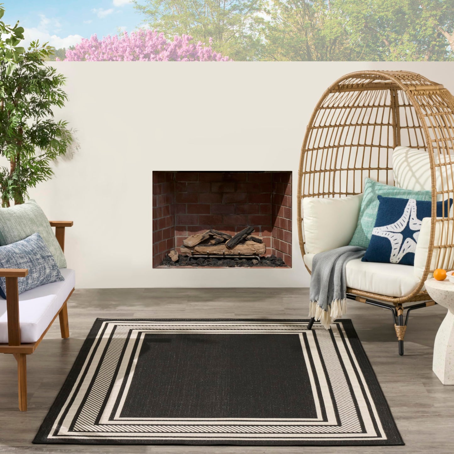 Nourison Home Horizon Indoor/Outdoor Black 4' x 6' Area Rug - Easy Clean, Non Shedding, Bed Room, Living Room, Dining Room, Kitchen (4' x 6')