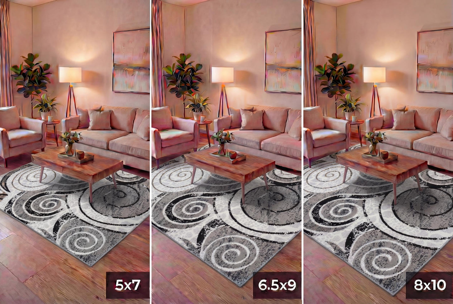 CoziRita 5x7 Modern Abstract Area Rug for Living Room, Soft Medium Pile Carpet, Non-Shedding Easy Care, High Traffic Floor Rug, Family Friendly, Pet Friendly, Designed for Real Homes - Gray Swirl