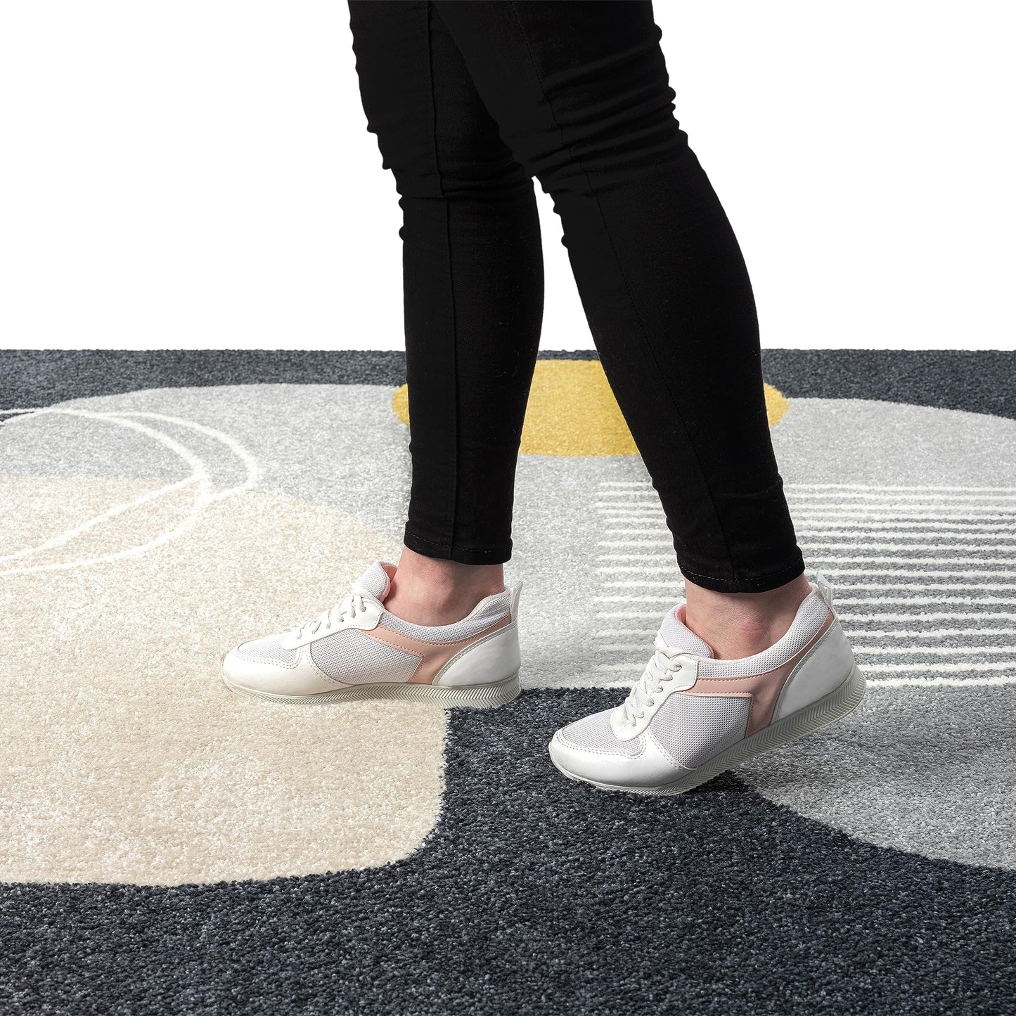Abani Deco Collection Area Rug - Grey Minimalist Design -4' x 6' - Easy to Clean - Durable for Kids and Pets - Non-Shedding - Medium Pile - Soft Feel - for Living Room, Bedroom & Office