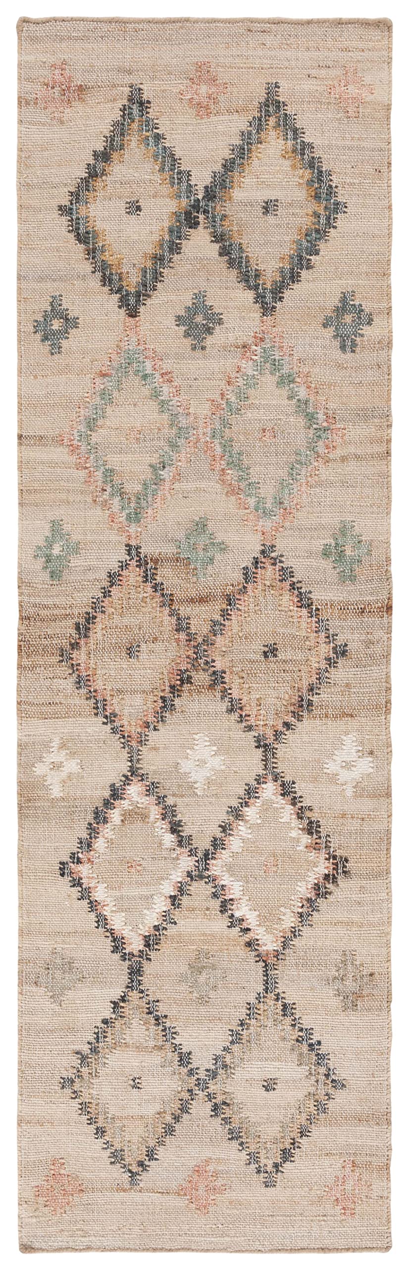 SAFAVIEH Kilim Collection Runner Rug - 2'3" x 8', Natural & Blue, Handmade Moroccan Boho Jute & Cotton, Ideal for High Traffic Areas in Living Room, Bedroom (KLM753A)