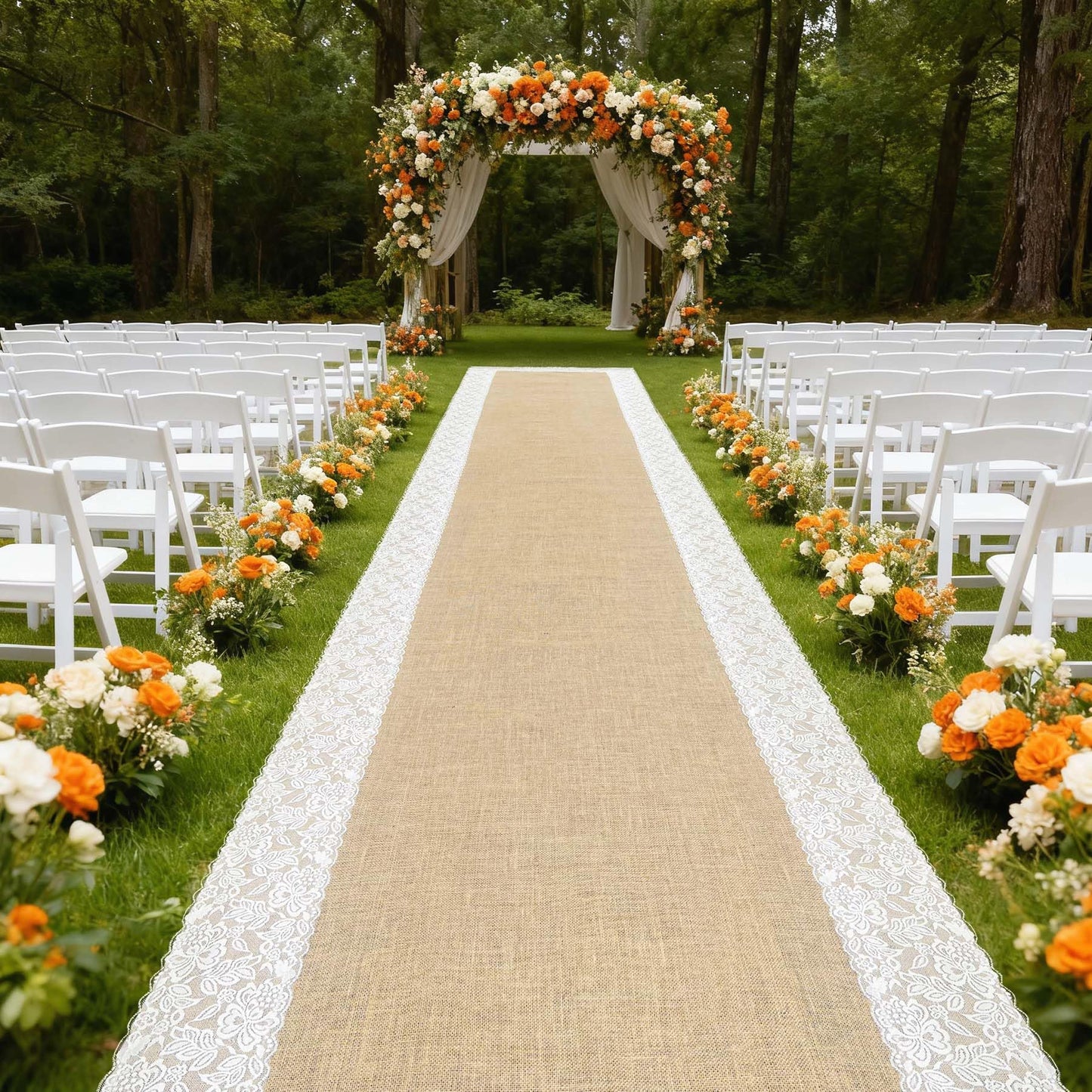 GoldenXin 3ft x 30 ft Natural Burlap Wedding Aisle Runner,Outdoor for Wedding Ceremony with Lace Jute Rustic Burlap Decorations Beach Garden Church Reception Craft Decor