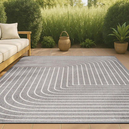 JONATHAN Y Odense High-Low Angle Indoor/Outdoor Area Rug, 8x10, Gray/Ivory, Modern, Contemporary, Geometric, Bohemian, Bedroom, Kitchen, Living Room, Non Shedding (SCN101B-8)