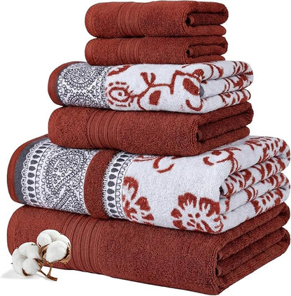 Modern Threads Ophelia 6-Piece 100% Cotton Towel Set – Reversible Yarn Dyed