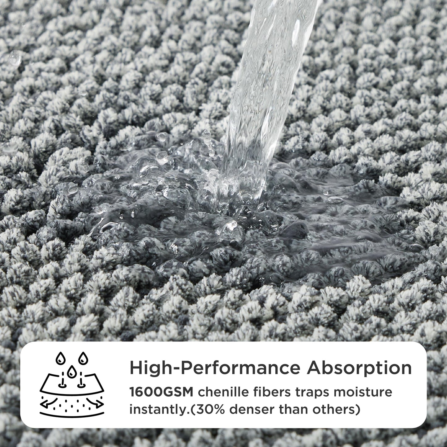 Bedsure Dog Door Mat for Muddy Paws, High-Low Absorbent Chenille Indoor Entrance Mud Dirt Trapper Soak-Stopper, Machine Washable Non-Slip Entryway Rug for Pets, 35"x24" Grey