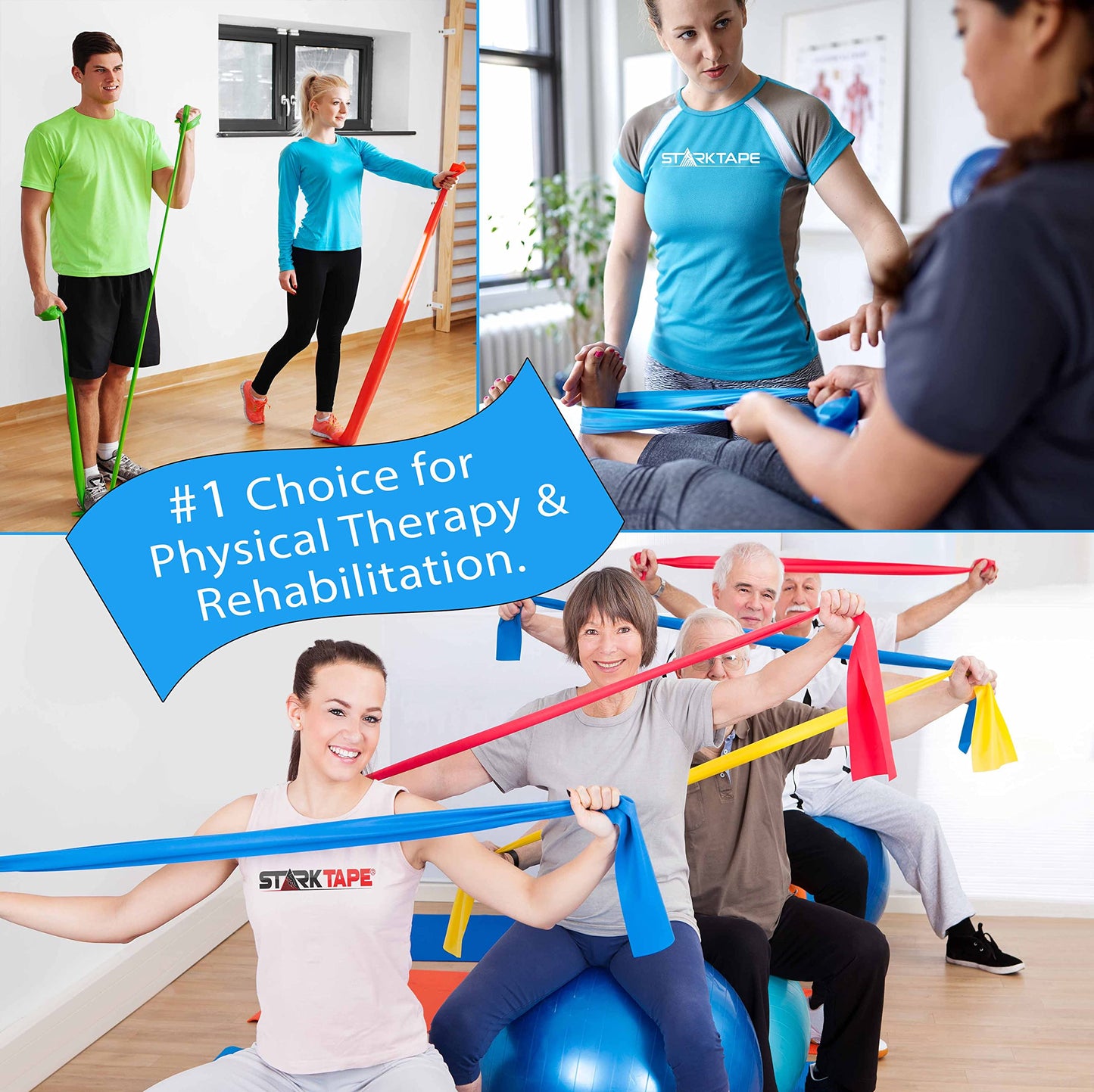 Resistance Bands Set. 5 Pack Latex Physical Therapy, Professional Elastic Rubber Band. Perfect for Home Exercise, Workout, Strength Training, Yoga, Pilates Rehab Gym Leg Upper, Lower Body