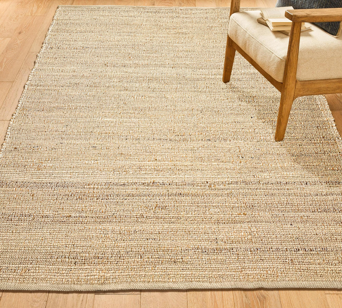 Chardin home 8x10 Jute Cotton Hand Woven Area Rug, Natural Jute Braided Boho Farmhouse Rug, Rustic Vintage Reversible Natural Fiber Rug for Living Room, Bedroom, Dining Room, Office, or Entryway.