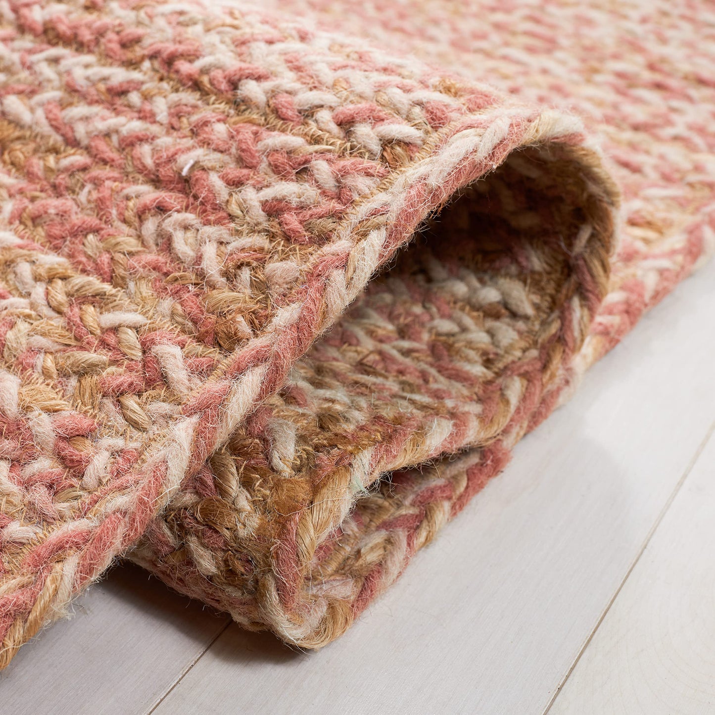 SAFAVIEH Natural Fiber Collection Accent Rug - 3' x 5', Pink & Natural, Handmade Wool & Jute, Ideal for High Traffic Areas in Entryway, Living Room, Bedroom (NFB950U)
