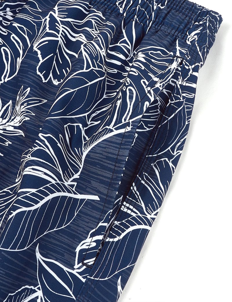 ELETOP Men's Swim Trunks Quick Dry Bathing Suit Swimming Board Shorts Mesh Lining Beach Swimwear Palm Leaf Blue S
