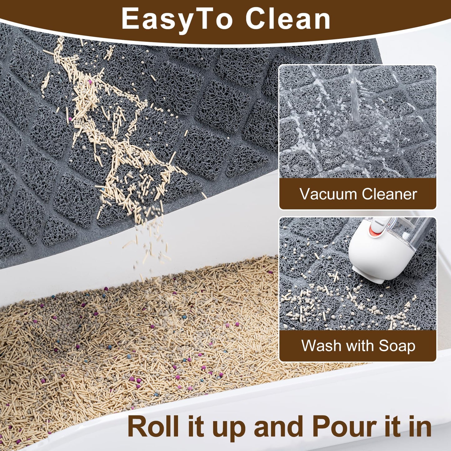 BOOMIBOO Cat Litter Mat Litter Box Mat，Litter Trapping Mat Premium Durable PVC Pad, 23 x 14 Inches, Easy to Clean，Non-Slip，Urine Waterproof