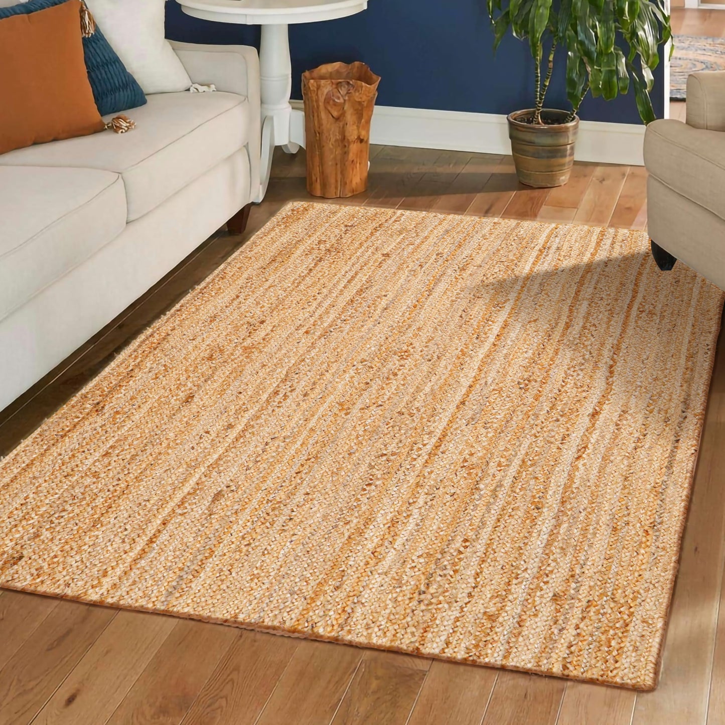 Hausattire Hand Woven Jute Braided Rug, 4'x6' – Natural, Reversible Boho Entry Area Rugs for Kitchen, Living Room I Farmhouse Indoor Outdoor Decorative Floor Rug, 48x72 Inches