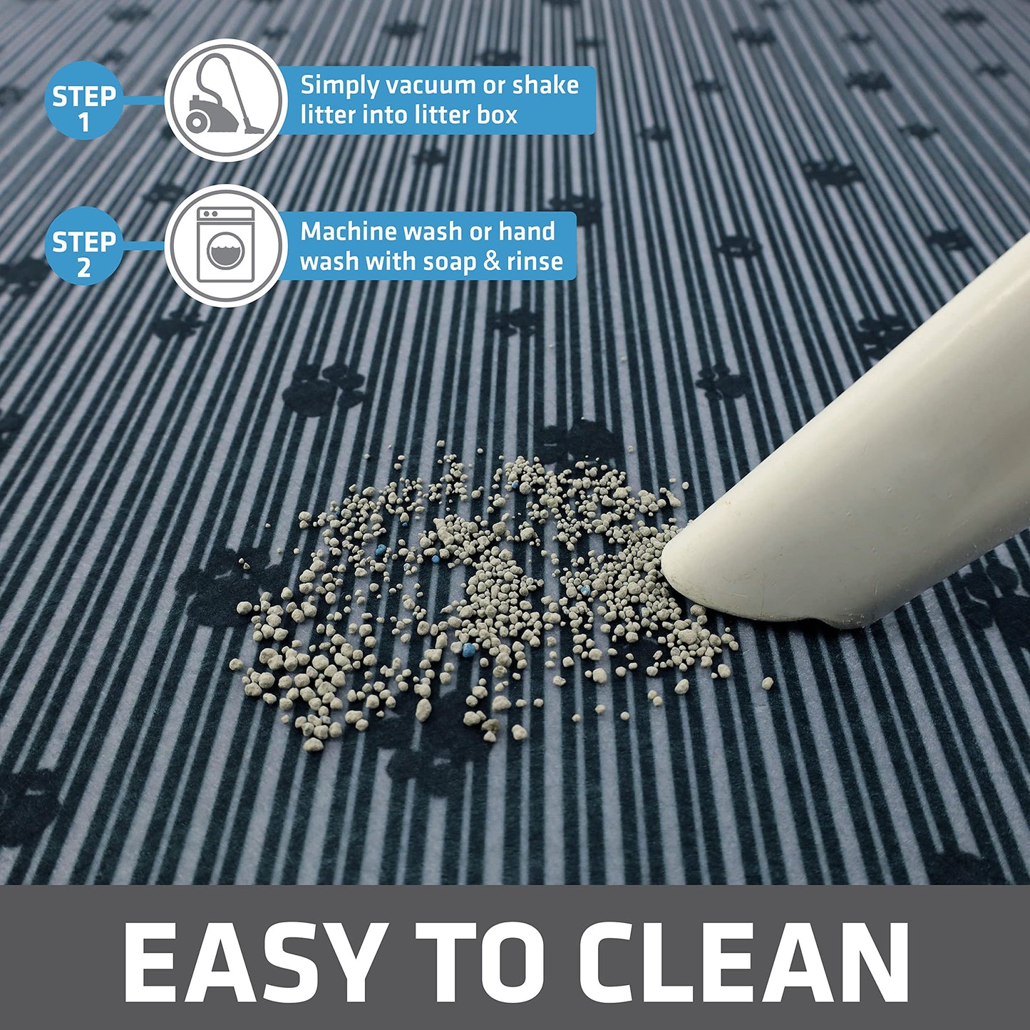 Drymate Cat Litter Box Mat, Litter Trapping Mat, Waterproof, Urine-Proof, Absorbent, Machine Washable, Soft on Paws, Contains Mess, Protects Floors, Kitten Supplies, Gray, 20x28