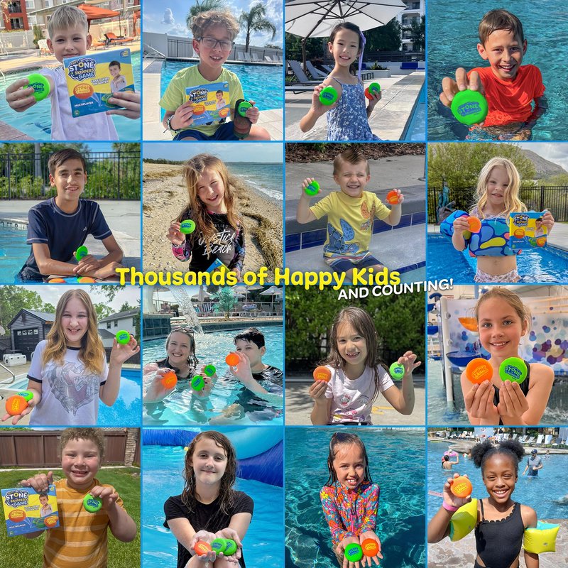 Soft Stone Skippers Game - Fun Pool Toys for Kids All Ages - 4 Pack Water Skipping Discs Set - Beach Games Summer Beach Gifts for Boys & Girls Ages 3 4 5 6 7 8 9 10 11 + Year Old - Water Toys
