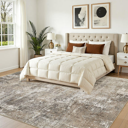 Jessibou Area Rugs 5x7 Living Room: Washable Large Abstract Modern Neutral Rugs Soft Non Slip Stain Resistant Low Pile Carpet for Bedroom Dining Nursery Home Office Room Home Decor - Brown Grey