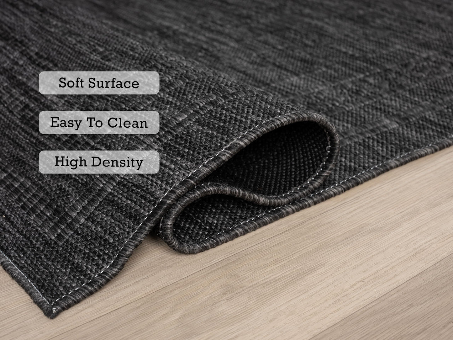 RUGGERRUGS Diana Textured Foldable Indoor Outdoor Rug, 5x7, Weather Resistant, Easy Clean, UV Resistant, Modern Bordered Patio Carpet for Porch, Deck, Backyard, Living Room (5' x 7', Charcoal)