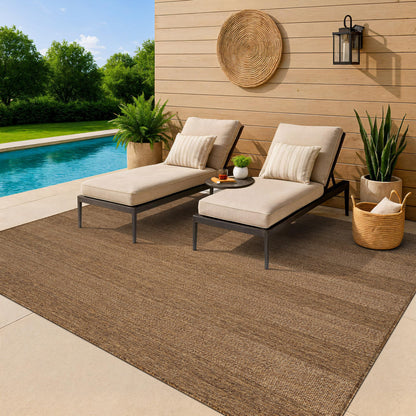 Rugshop Striped Indoor Outdoor Flat Woven Area Rug,Natural Jute-Style,Easy-Care Patio Rug for Backyard Porch Deck Balcony, 5' x 7' Natural/Jute
