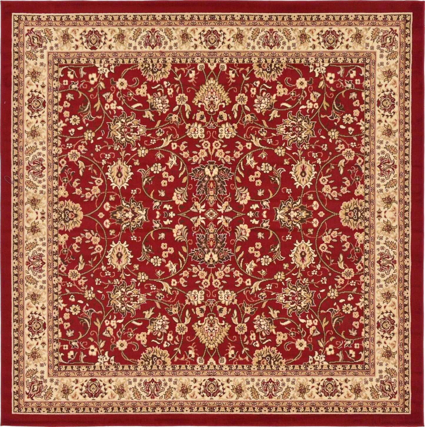 Unique Loom Sialk Hill Collection Area Rug - Washington (7' 10" Square Burgundy/Cream)