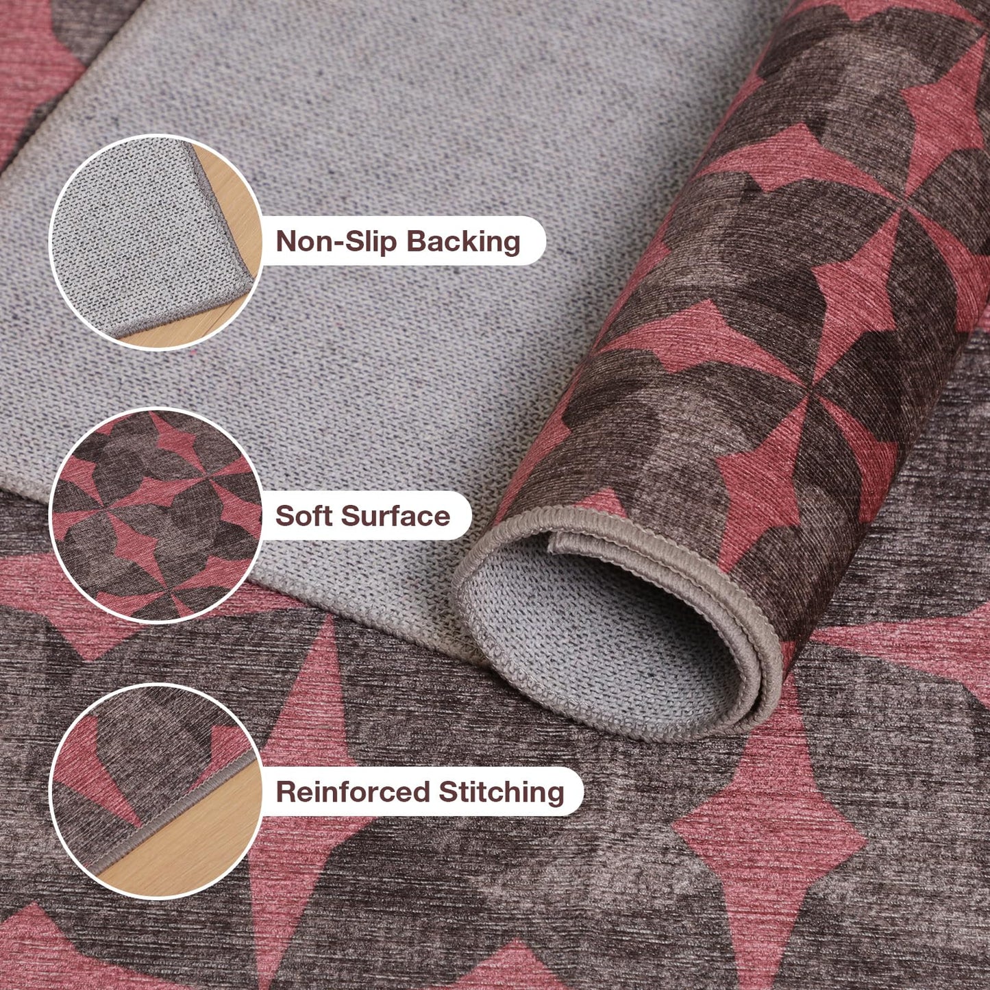 Tydle Chair Mat for Hard Floors, 60" x 75" Chair Mat for Hardwood Floor, Non-Slip Hard Floor Protector Computer Under Desk Rug for Home Office (Black & Red)