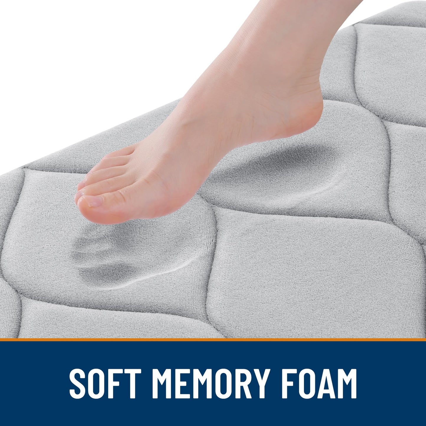 Smiry Memory Foam Bath Mat 47''x24'', Ultra Soft Non-Slip Bathroom Rug, Plush Water Absorbent Quick Dry and Machine Washable Floor Mat for Shower, Tub & Home Decor, Light Grey