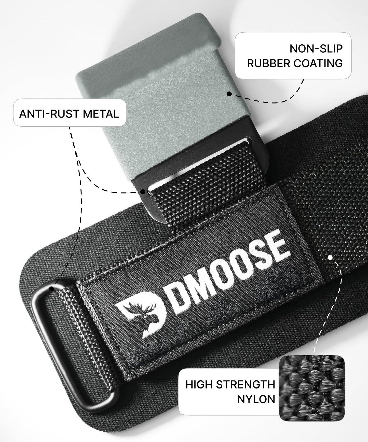 DMoose Fitness Weight Lifting Hooks (Pair) for Deadlifts, Pull Ups, Rows & Shrugs - Anti-Rip Nylon Strap Hand Grips with Thick Wrist Padding - Heavy Duty Wrist Straps for Weightlifting & Gym Workouts