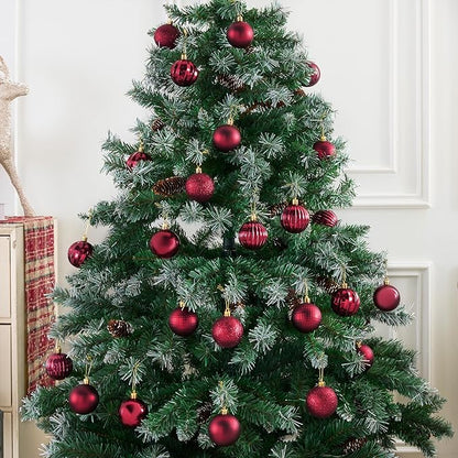 JOIEDOMI 24 Pcs Burgundy Red Christmas Balls Ornaments Set, 2.36" Christmas Tree Ornaments Shatterproof, Xmas Balls Hanging Decorations for Tree Wreath Garland Holiday Wedding Indoor Party Decor