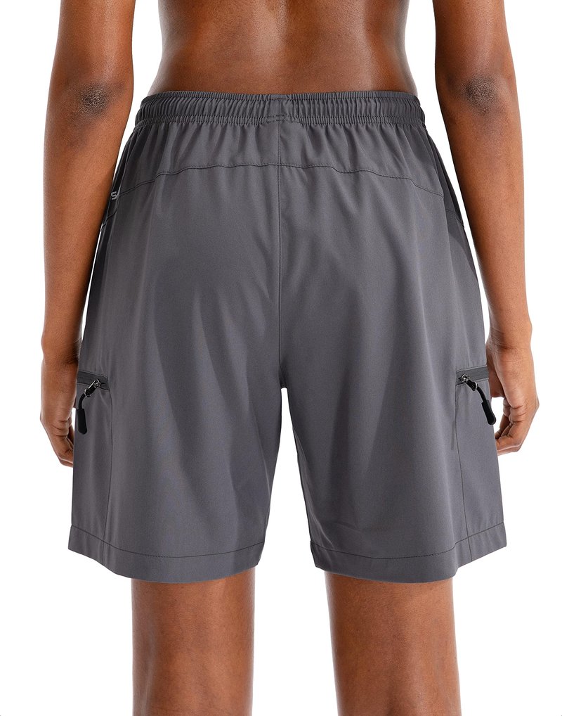 SANTINY Women's 5''/ 7''/9'' Hiking Cargo Shorts Quick Dry Lightweight Summer Shorts for Women Athletic Golf Zipper Pockets(Dark Grey_S)