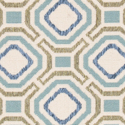 SAFAVIEH Washable Rug Outdoor Veranda Collection - 6'7" x 9'6", Cream & Green, Non-Shedding & Easy to Clean, Ideal for Patio, Backyard, Mudroom (VER089-0614)